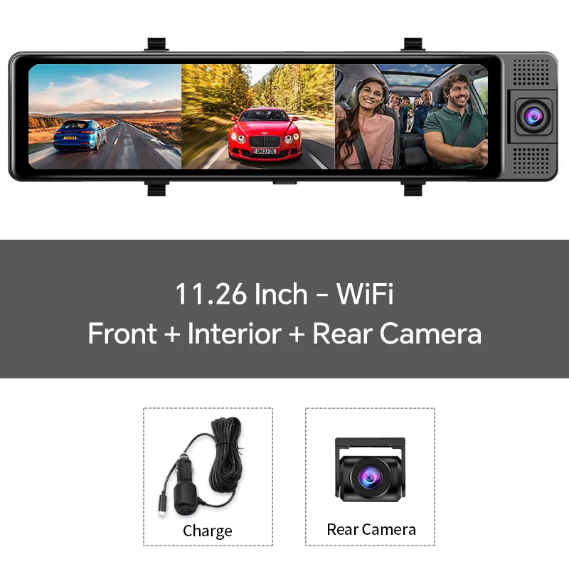 OBDPEAK 3 Camera Dash Cam 4K Car DVR Front Inside Rear 1080P GPS Tracking Night Vision Video Registrator Dashcam Parking Monitor