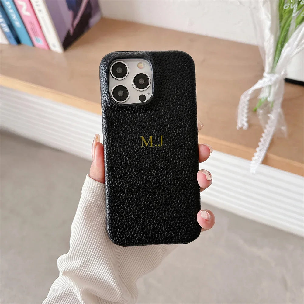 Personalised Customize Initials Name DIY Case For iPhone 17 Pro Max 16 15 17 Pro Max 14 13 12 Candy Color Leather Cover