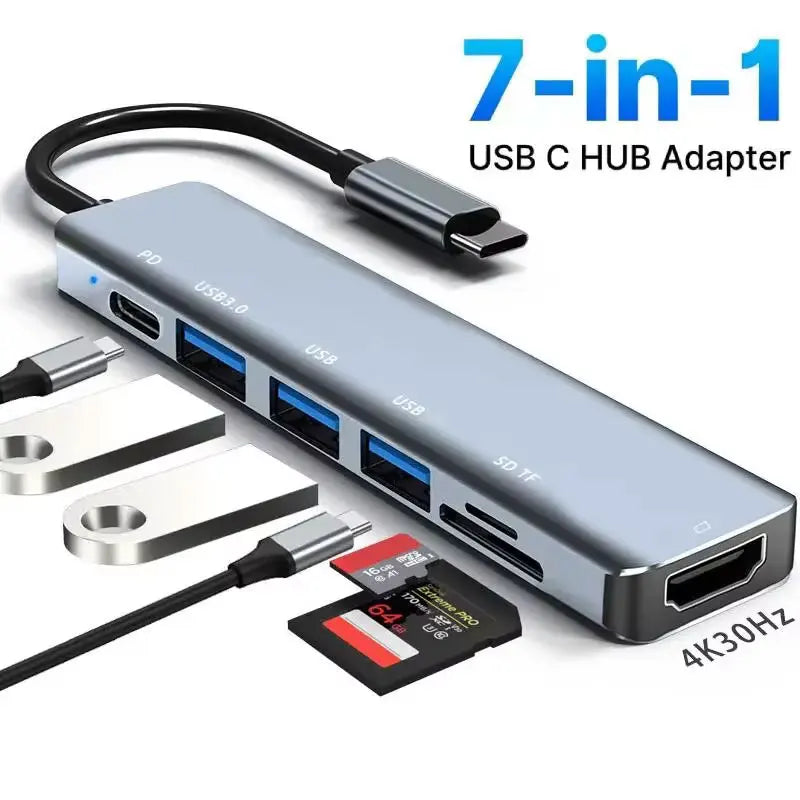 5 Ports USB C Hub to 4K HDMI-Compatible PD Fast Charge USB 3.0 2.0 HUB Type C Charging Docking for MacBook iPad Samsung