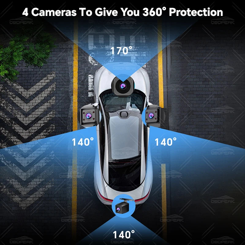 D75 Rearview Mirror FHD 1080P Dash Cam 4CH 360° Record Car Dvr Infrared 5G WIFI APP Video Recorder GPS Track Super Night Vision