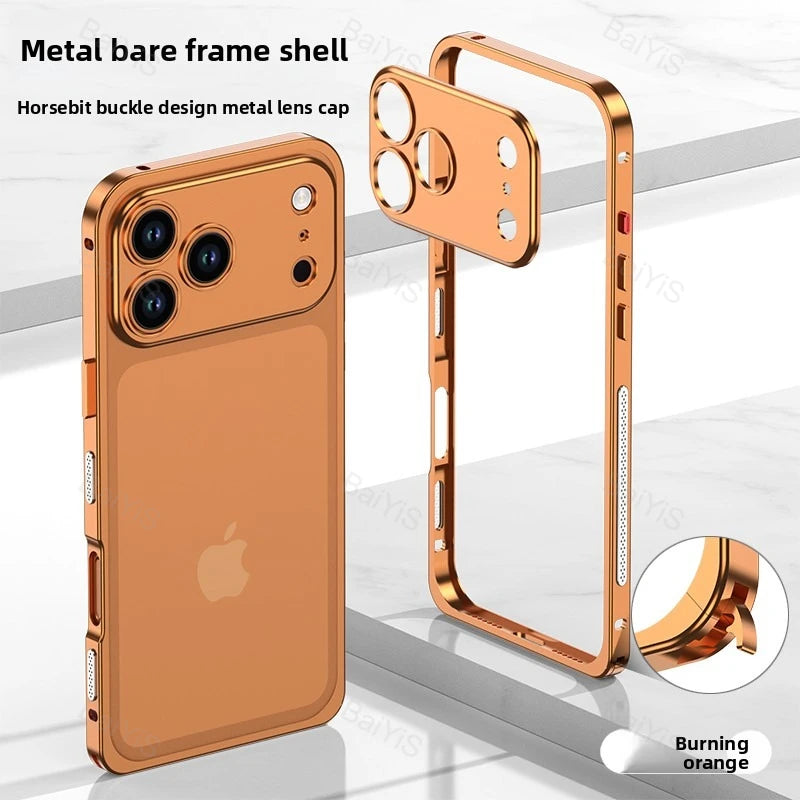 Luxury Metal Alloy Lens Protector Frame Phone Case For iPhone 18 17 16 15 14 13 Pro Max Plus Heat Dissipation Shockproof Cover