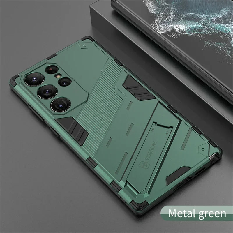 Armor Shockproof Phone Case For Samsung Galaxy S26 S25 S24 S23 S22 Ultra Plus Edge S26 Pro With Holder Lens Protect Cover