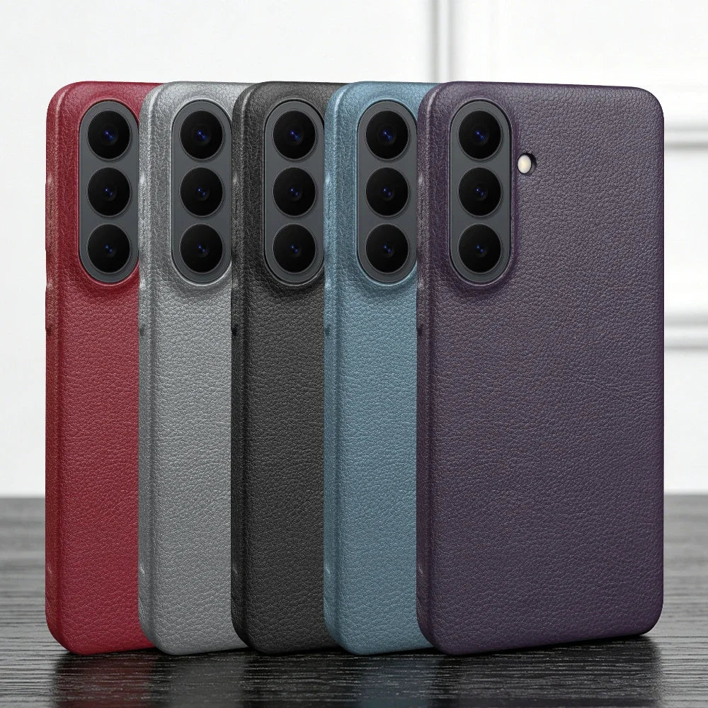 For Magsafe Case For Samsung Galaxy S26 Ultra S24 Plus S25 Edge S23 S21 S20 FE Note 20 S22 Ultra Phone Case Leather Back Cover