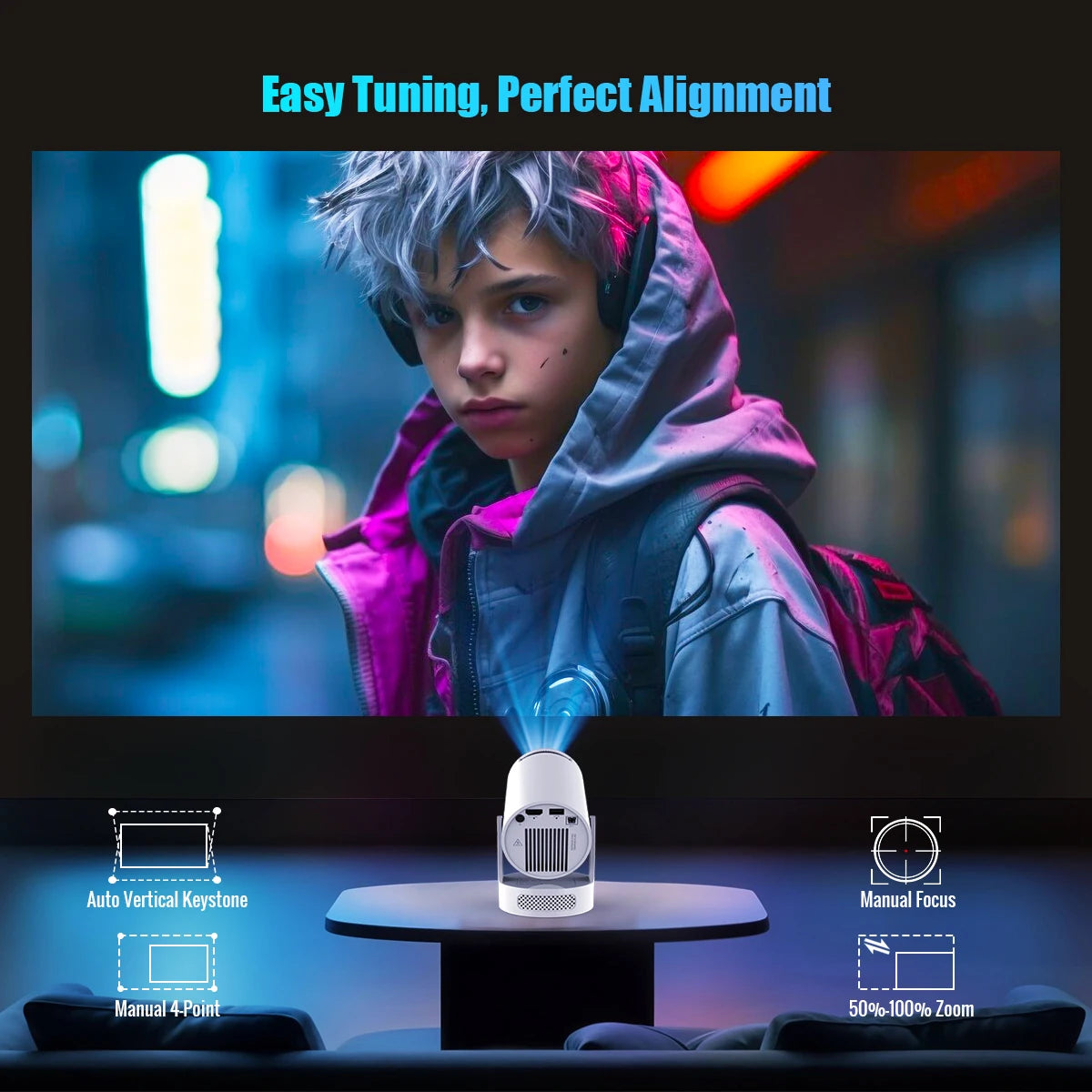 Magcubic HY300 Pro + Projector 8K 720P With 5W Speaker Android 14 8000 Lumens WiFi 6 BT5.4 Outdoor Video Home Theater Projector