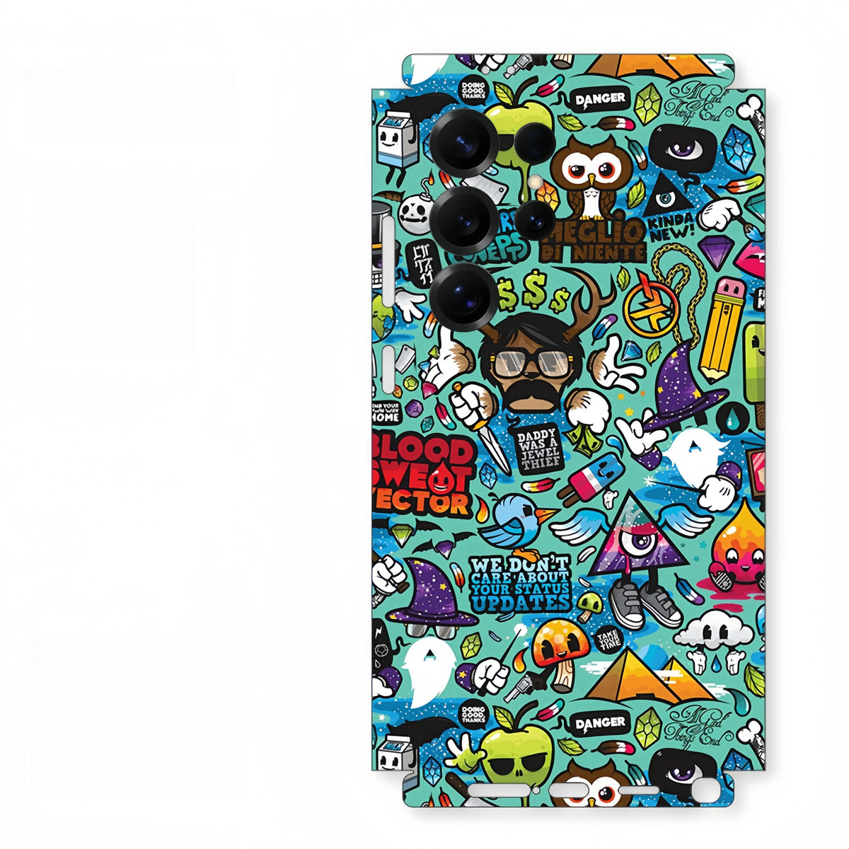 Colorful Pattern Matte Film Skin Phone Back + Sides Sticker For Samsung Galaxy S24 Ultra S24+ S26 Ultra S25 Wrap