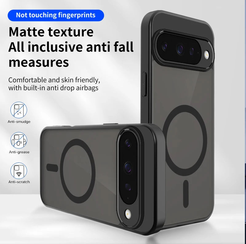 Solid Color Frosted Soft Border Translucent Hard PC Phone Case For Google Pixel 10 Pro XL 10A 9A For Magsafe Magnetic Back Cover