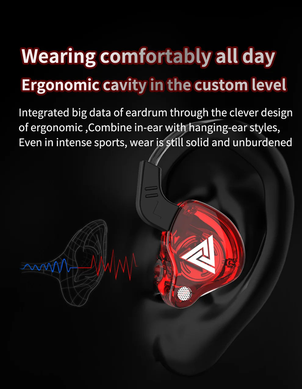QKZ AK6 Sports In-Ear Earphones with Remote Control Microphone Heavy Bass HiFi Wired Earbuds for iPhone Samsung