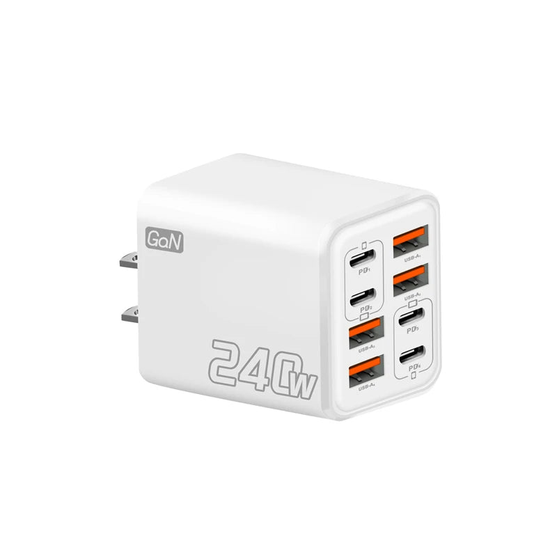 240W GaN USB C Charger 8 in 1 Fast Charging Phone Charger Power Adapter For iPhone Xiaomi Type C EU/US/UK Plug Wall Charger 2026