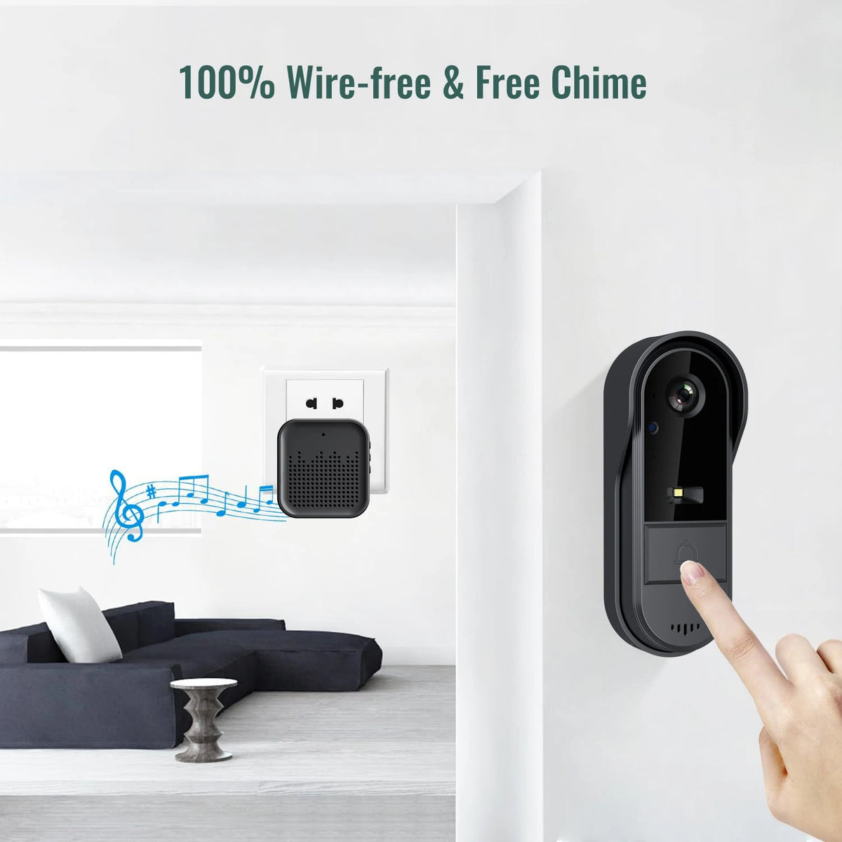 XBIBI Tuya WiFi doorbell, Smart Video Doorbell Camera, 2-way Intercom, Night Vision, microSD/cloud, waterproof, long standby, Wireless Security Camera, Rechargeable Battery