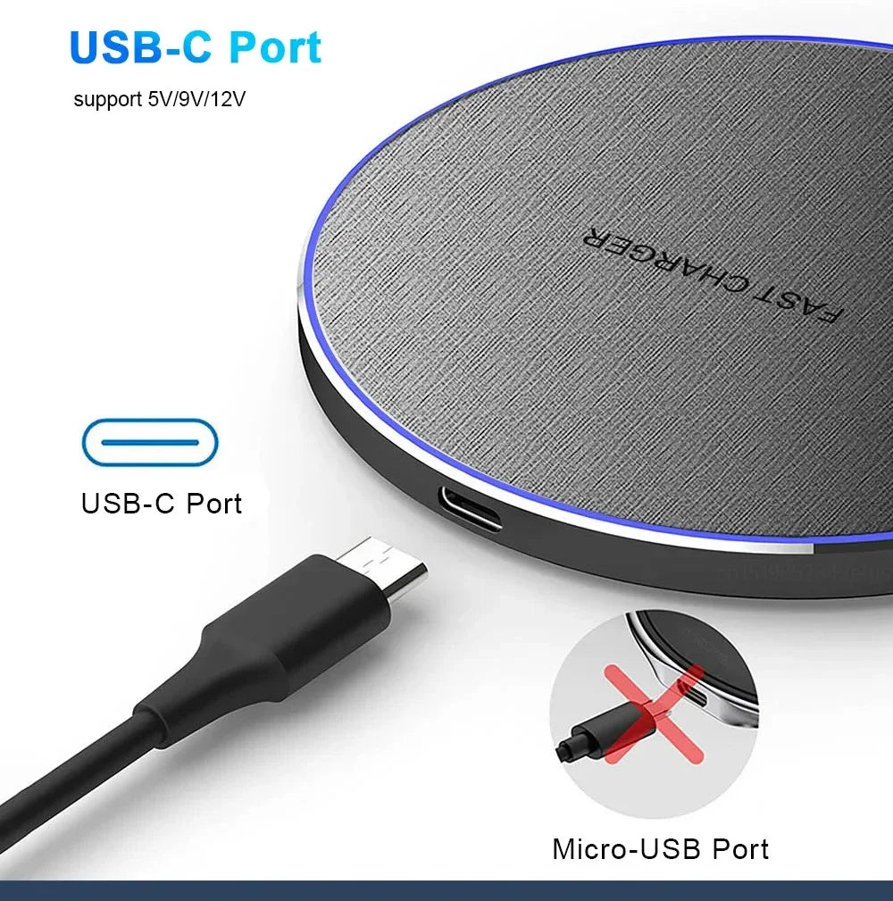 Ultra-Thin Fast Wireless Charger Pad for Samsung Galaxy S25 iPhone 17 16 15 14 13 Pro Max Wireless Induction Charging Station