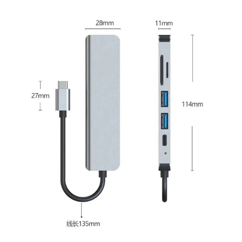 USB C Hub To 4K HDMI-Compatible USB 3.0 2.0 Type C PD Charging Dock for MacBook IPad Samsung S10 Dex TV Mouse Keyboard U Disk