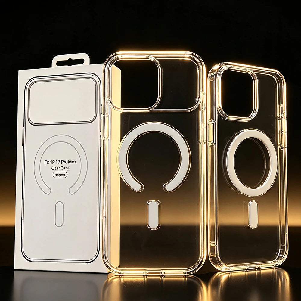 Original Clear Magnetic Phone Case For iPhone 18 17 Pro Max 16 15 14 Plus 13 12 Mini For Magsafe Wireless Charging Protect Cover