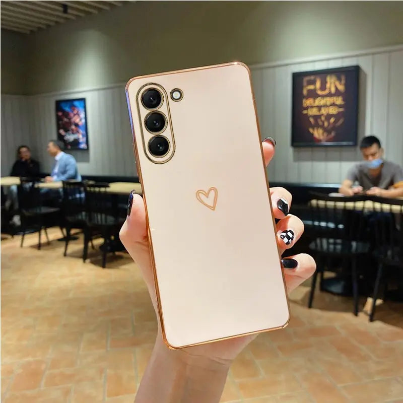 S 24 Love Heart Plating Phone Phone Case On For Samsung Galaxy S24 Plus S24 Ultra S24+ S24Plus S24Ultra 5G Luxury Back Cover