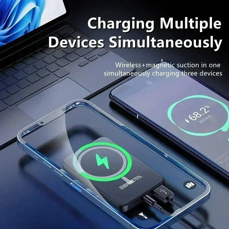 10000mAh Magnetic Wireless Power Bank 22.5W for MagSafe Fast Charging Portable Battery Charger Cases for iphone Samsung Xiaomi
