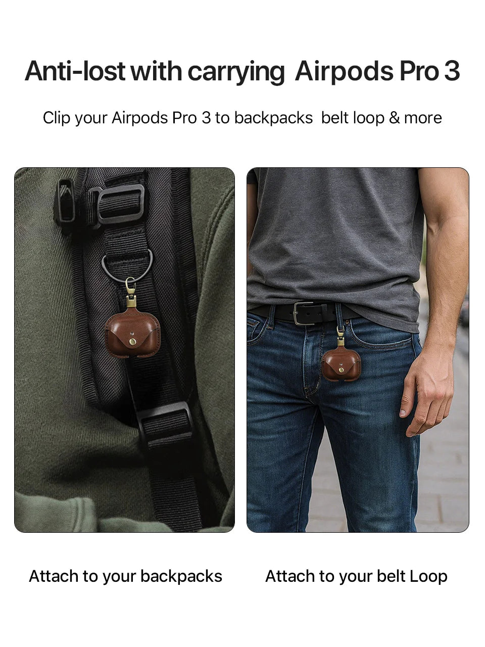 Genuine Leather Cover for AirPods Pro 3 Case Airpod Pro 2nd 1st generation Bluetooth Wireless Headphones Charging Box with Hook