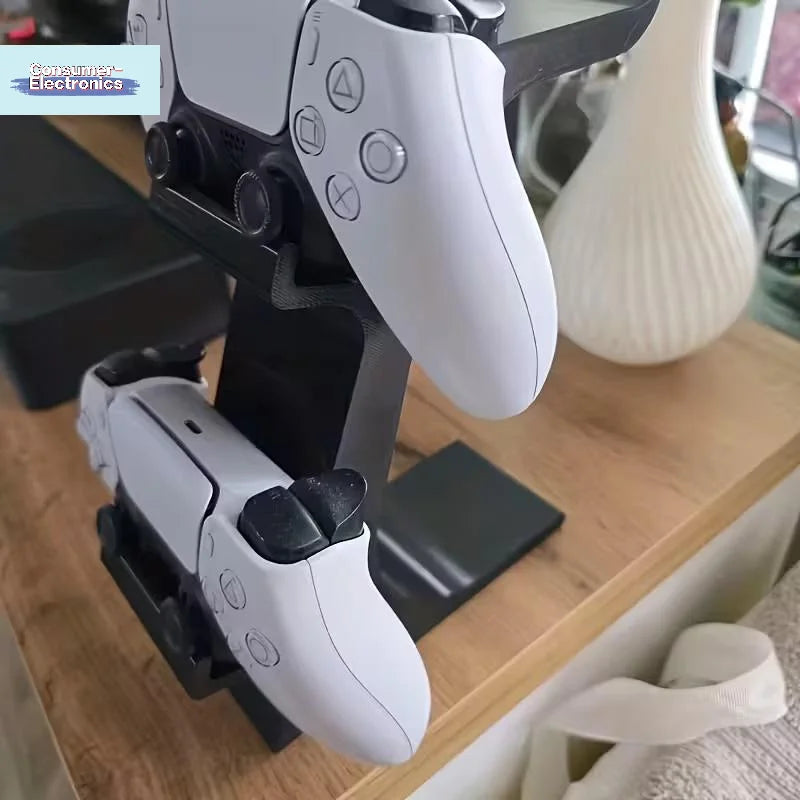 【3 In 1 Controller Stand With Headset Holder Gaming Organizer For 2 Gamepads & 1 Headphone Non-Charging Desktop Dock】