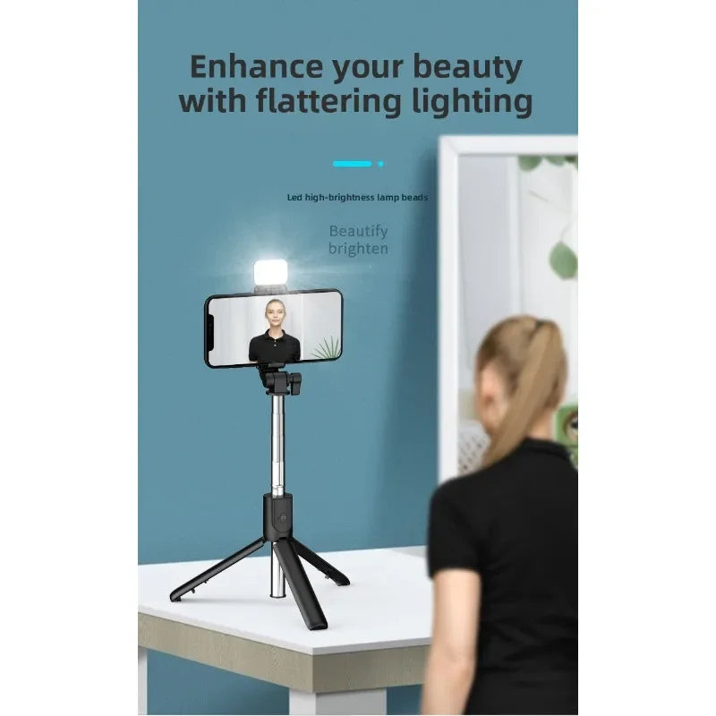 Mobile phone Bluetooth selfie stick live streaming fixed extension rod desktop stand all-in-one selfie tripod