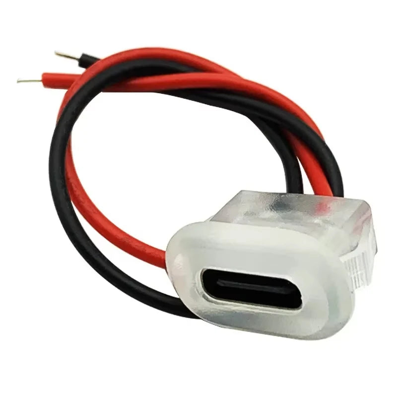 Type C Female Connector Waterproof USB C Female Jack Socket 2 Pin 3A Charging Port Power Cable Extension Direct Crimp Mount