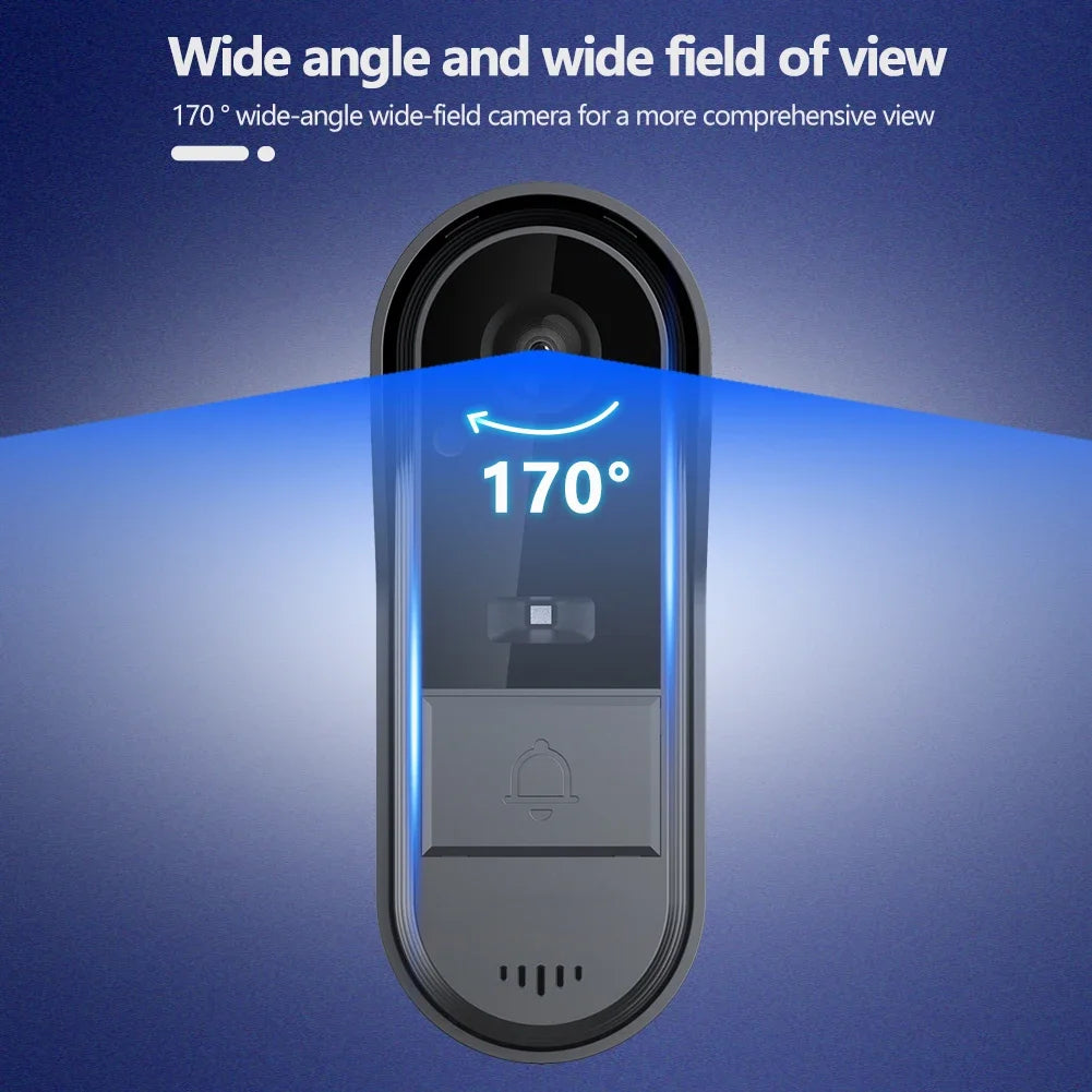 Tuya WiFi doorbell 2-way HD 1080P, microSD/cloud, waterproof, 1000mAh battery, long standby,Wireless Security Camera