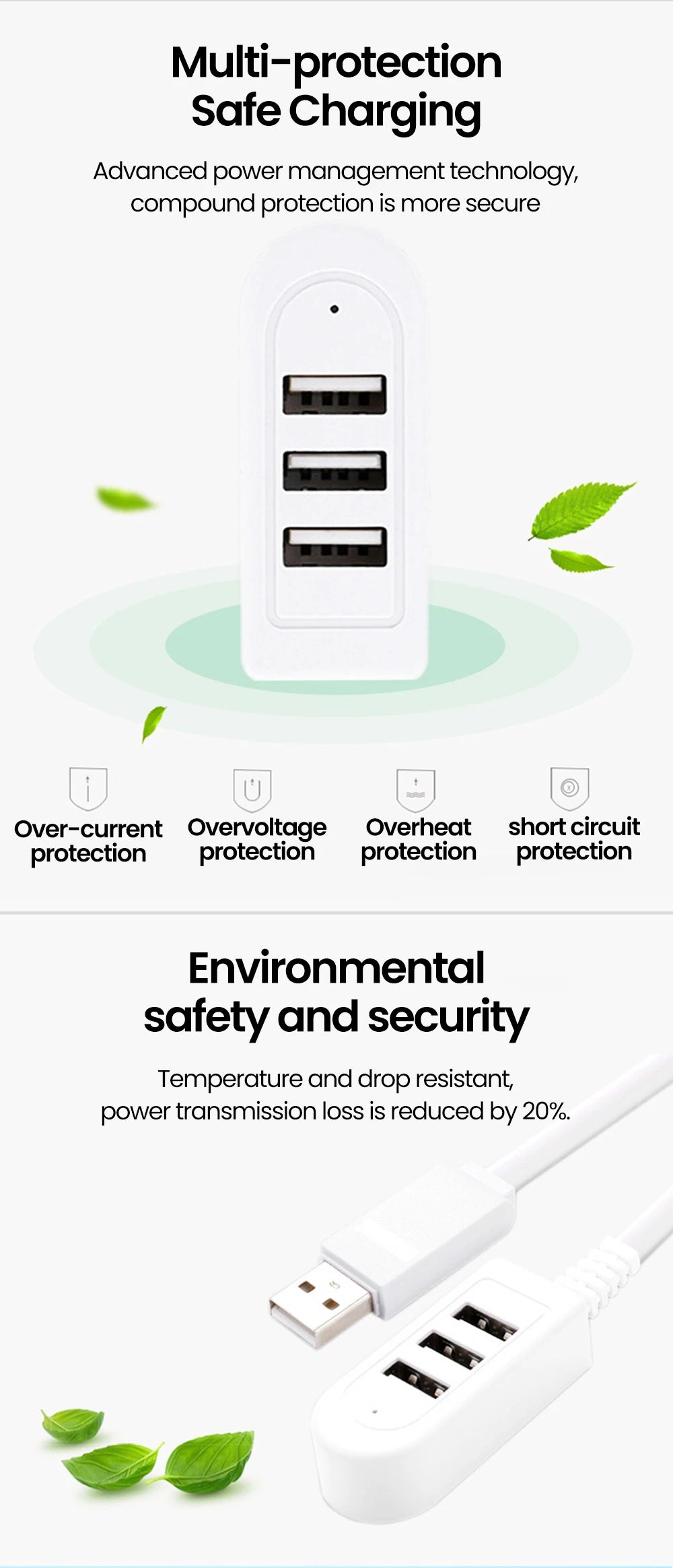 3 In 1 USB HUB Splitter Socket Multi-function USB Charger USB Port Hub High Speed Data Transfer For PC Laptop 30cm/120cm USB Hub