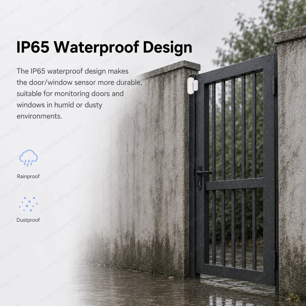 IP65 Tuya Zigbee WiFi Door Window Magnetic Sensor Wireless Connection Smart Home Protection Waterproof Door Detectors Automation
