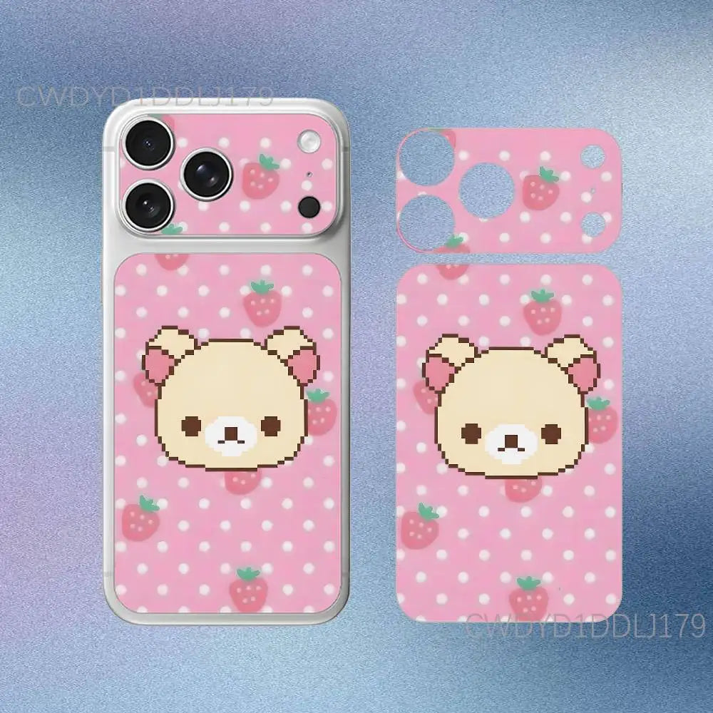 Cute R-Rilakkuma Bear For iPhone 17 Pro 17 Pro Max Full Body Back Cover Decal Skin 3D Colorful Rear Protective Sticker Film