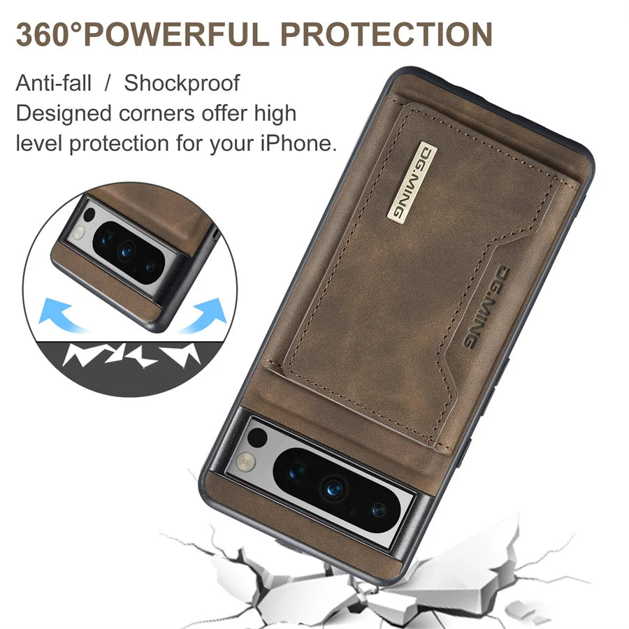 Luxury Magnetic Leather Wallet Case for Google Pixel 8 Pro 7 7A 6 6A Fold Pixel8 Pixel7 Kickstand Money Credit Card Holder Cover