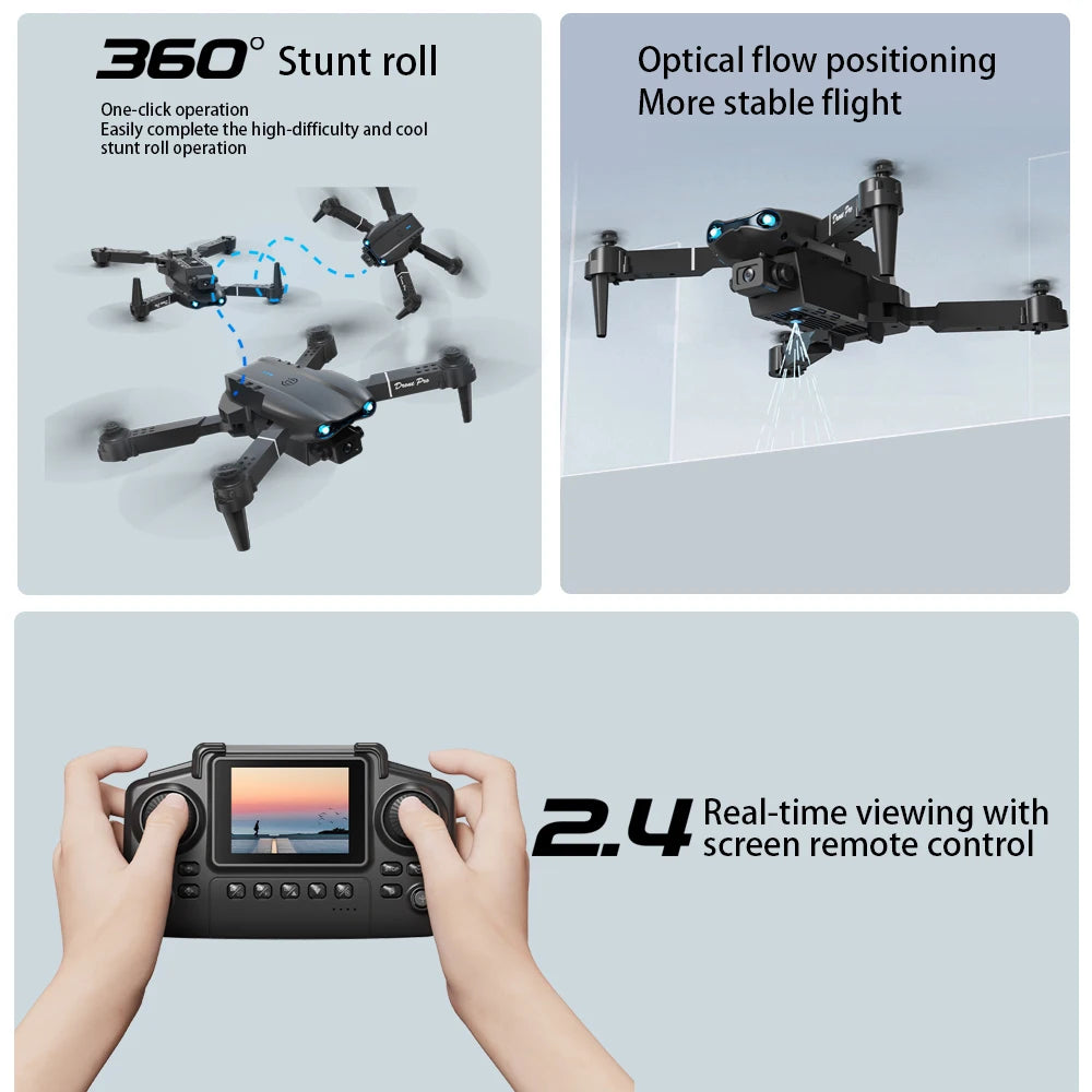 ZNLYRION RC Drone 4K Dual Camera E99 PRO Optical Flow Obstacle Avoidance Foldable FPV Quadcopter Toy for Beginners