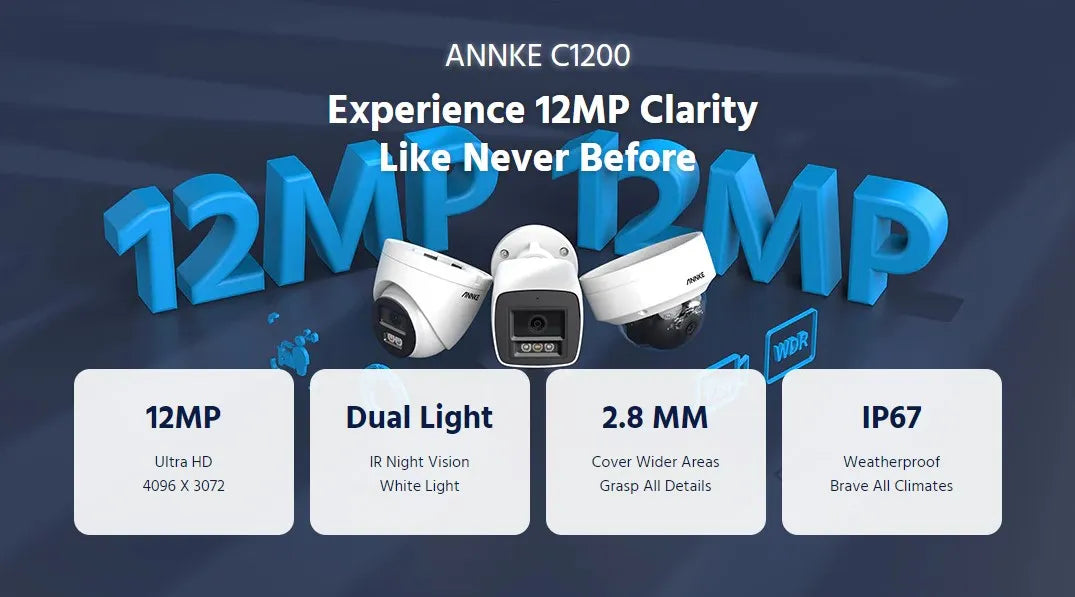 ANNKE 12MP 3K Outdoor Smart Dual Light PoE Security Camera Color IR Night Vision Built-in Microphone IP67 Smart Home H.265+