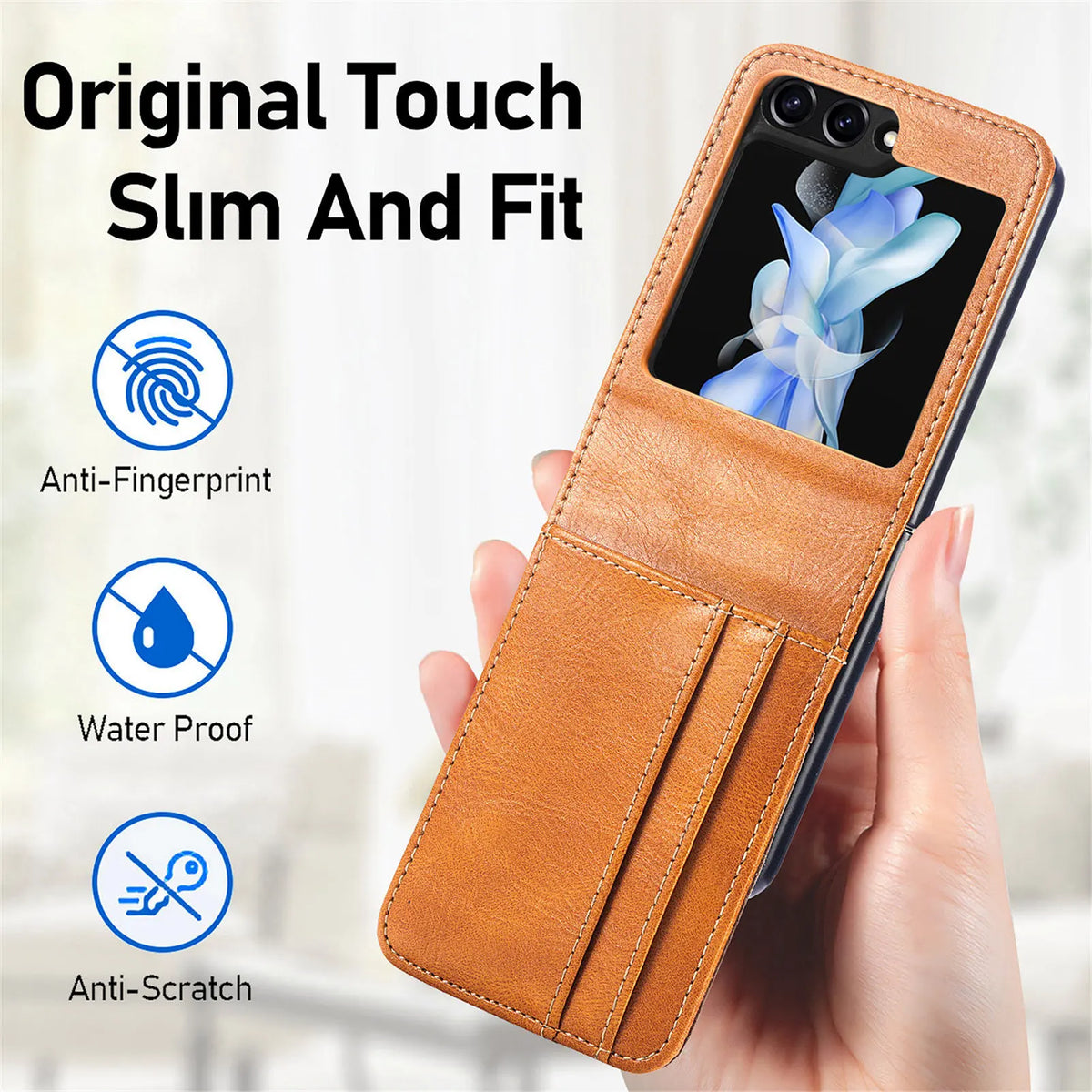 Luxury Card Holder Leather Phone Case For Samsung Galaxy Z Flip 8 7 FE 6 5 4 3 Flip8 Fold Wallet Photo Frame Business Back Cover