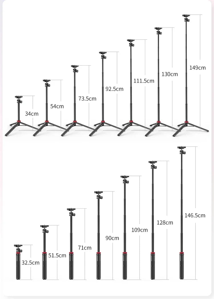Ulanzi MT-44 1.46M Extend Selfie Stick Tripods Tripod With Phone Clamp For Cameras Cellphone Samsung iPhone Huawei Xiaomi Stand