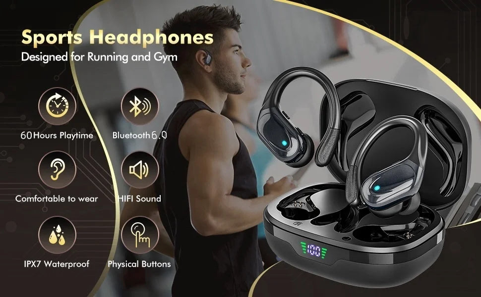 Bluetooth Wireless Headphones with ENC Mic Sports Waterproof TWS Bluetooth Earphones Key Control Wireless Headsets Earbuds Phone