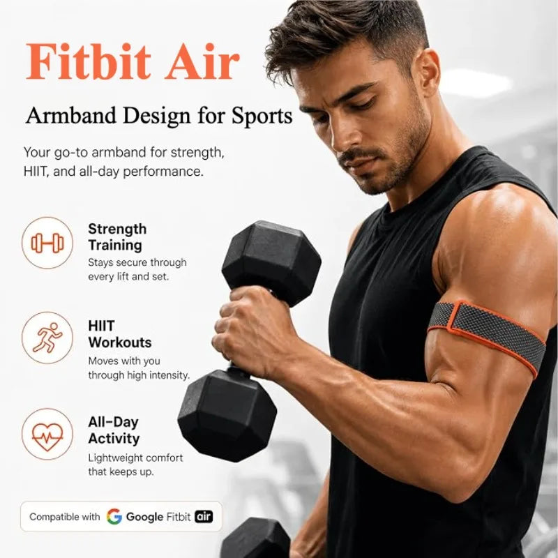 Google Fitbit Air Bicep Armband Sport Fitness Tracker Nylon Woven Breathable Watch Band Adjustable Wrist Strap For Running