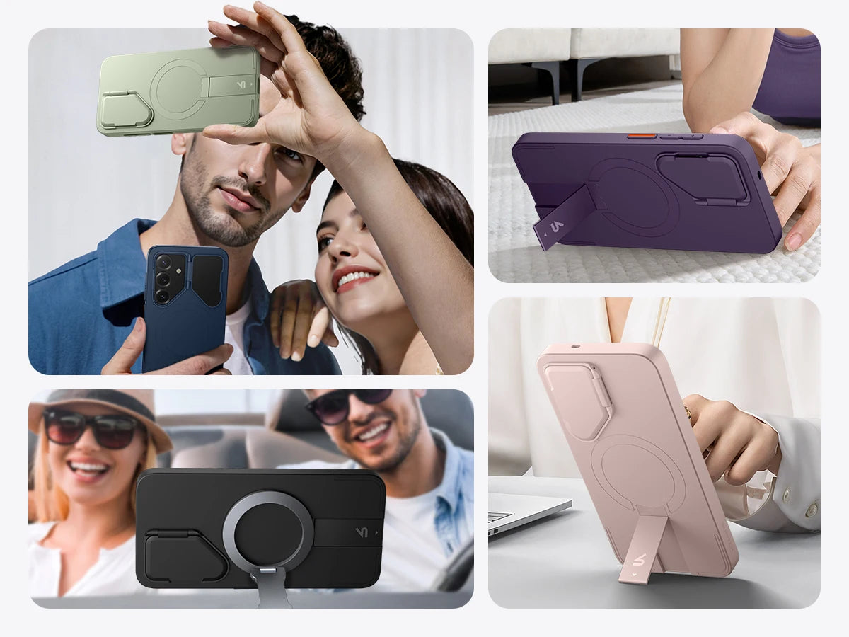 For Samsung Galaxy S25 Ultra S25+ Case Magnetic Shockproof Bumper Protective Cover with Camera Cover Adjustable Metal Kickstand