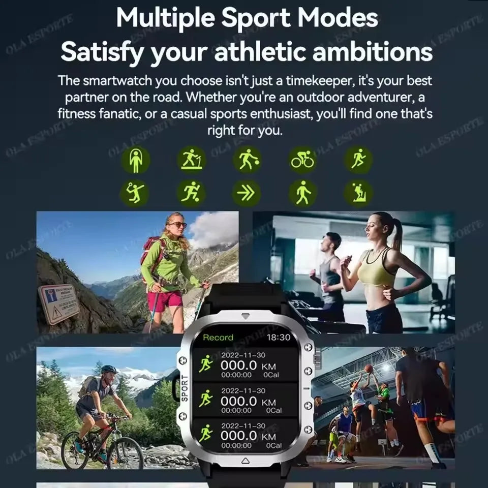 2026 New Rugged Military GPS Smart Watch Men Bluetooth Call Health Monitoring Sports 5ATM Waterproof Smartwatches Man Pk HT30
