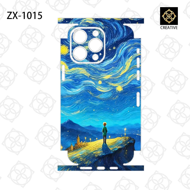 For iPhone 14 13 Pro Max 12 Mini 15 16 Colorful 3M Film Wrap Stickers Cases Back Cover Decal Skin Film Protector Sticker