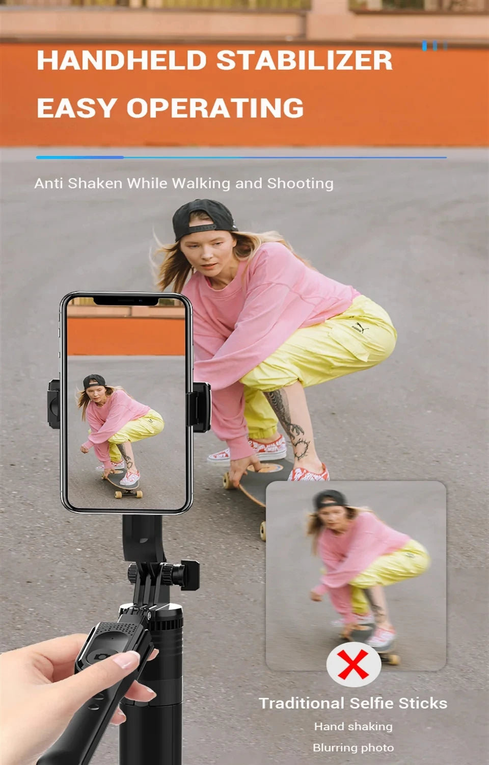 FGCLSY New 1.7M Wireless Selfie Stick Tripod Foldable Stand For Gopro Action Cameras Smartphones Balance Steady Shooting Live