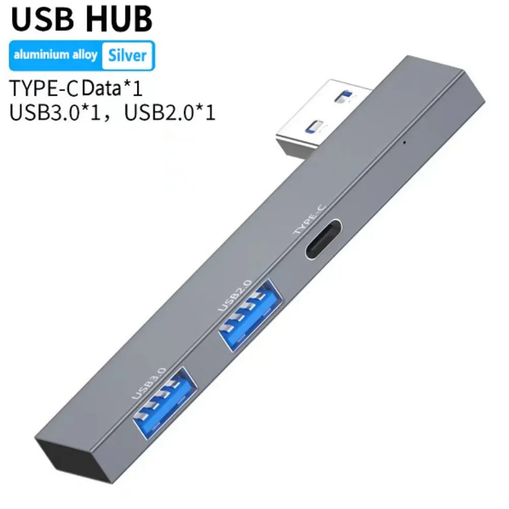 USB Hub 3 Port USB 3.0 Adapter 4 IN 1 Portable Mini Docking Stations Ultra-Slim 5Gbps/480Mbps High Speed Multi USB-C Splitter