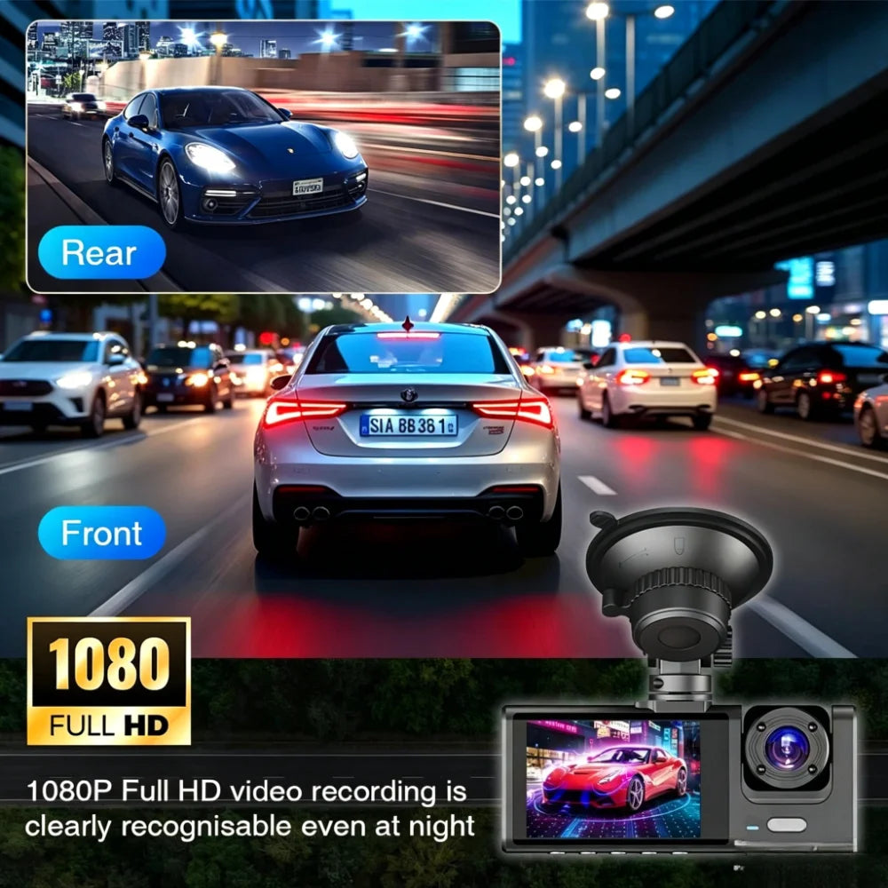 Dash Cam Front and Rear Inside 1080P Dash Camera 2 Channel WiFi Car Camera Night Vision Driving Video Recorder G-Sensor