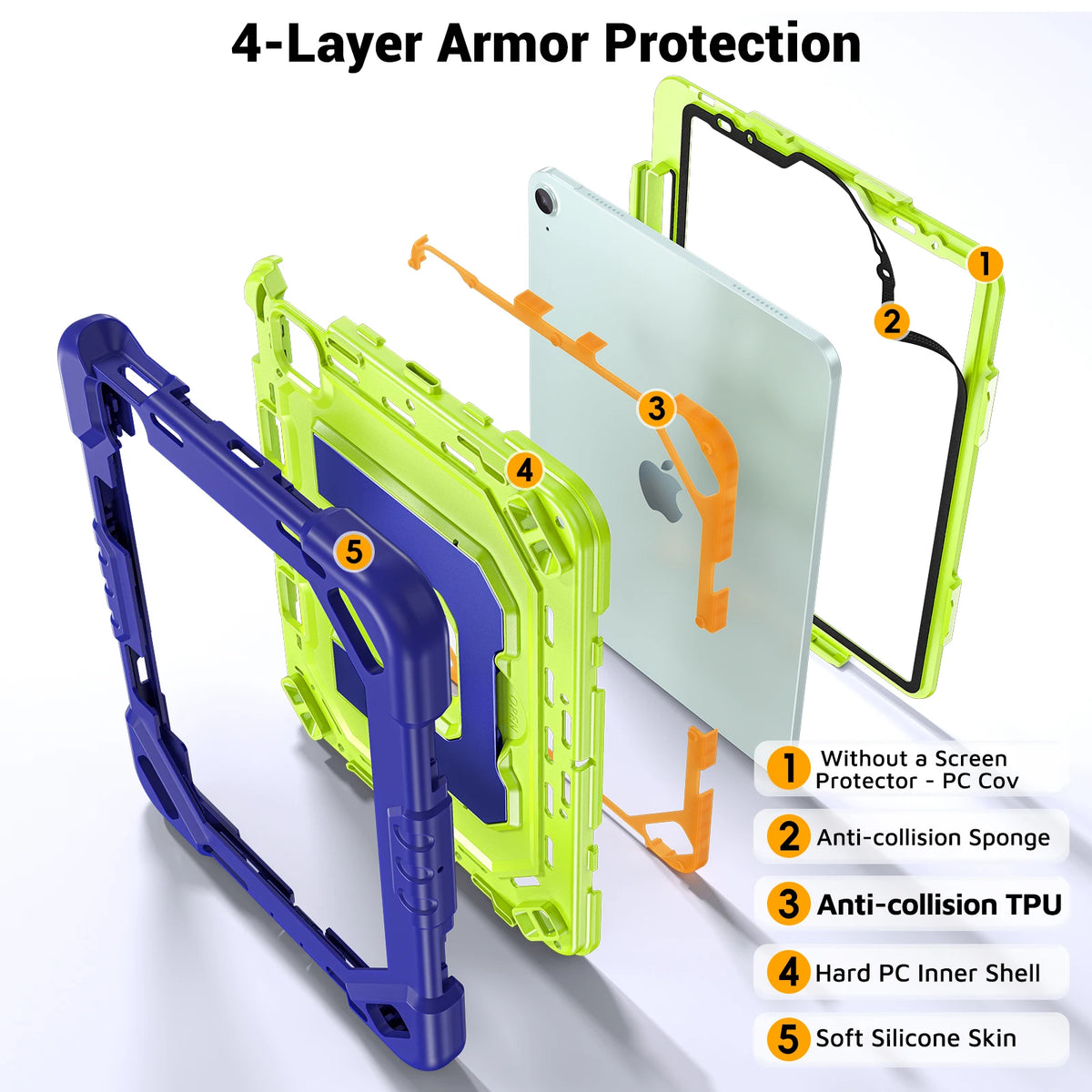 Heavy Duty Shock Resistance Case For iPad 11(A16) 10th Generation Air 11 M2 M3 M4 Pro 11 2025/2024 2018-2022 Air 5 4 10.9 "Cover