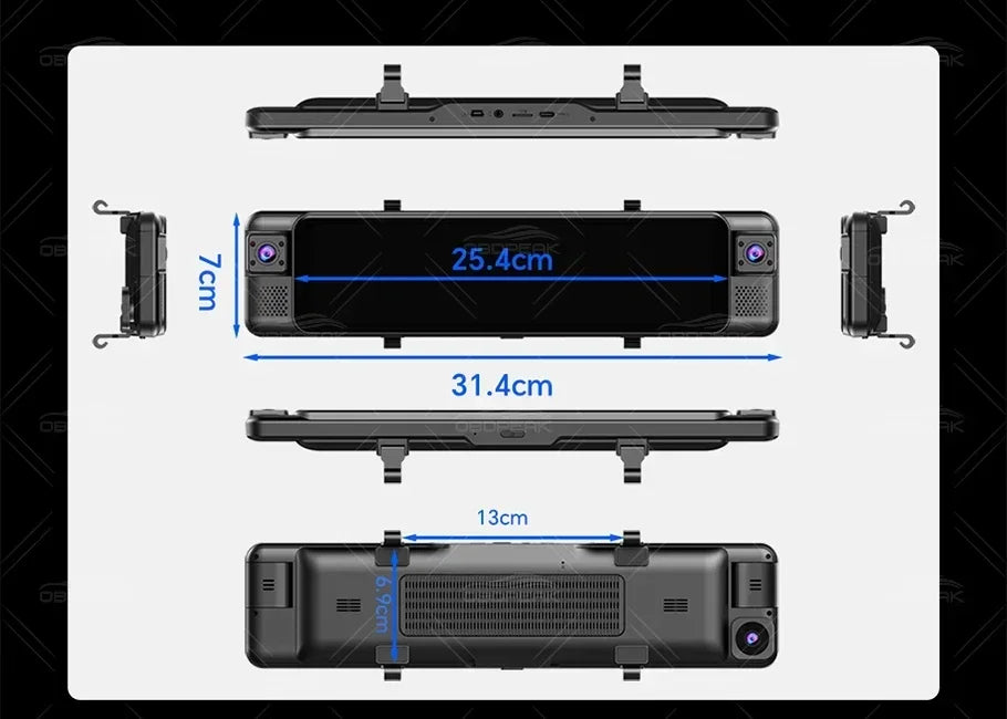 D75 Rearview Mirror FHD 1080P Dash Cam 4CH 360° Record Car Dvr Infrared 5G WIFI APP Video Recorder GPS Track Super Night Vision