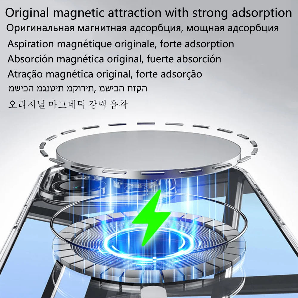 Official Original Magnet Clear Case For Iphone 17 Air 16 15 14 Plus 12 13 Mini 11 Pro Max 7 8 Se 20 X Xs Xr Apple Magsafe Cover