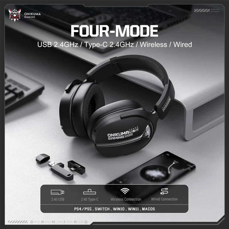 ONIKUMA GT887 Wireless Gaming Headset 4-Mode Bluetooth Headphones Ultra-Low Latency With Mic Wired For PS5 PC Switch Xbox Gamer