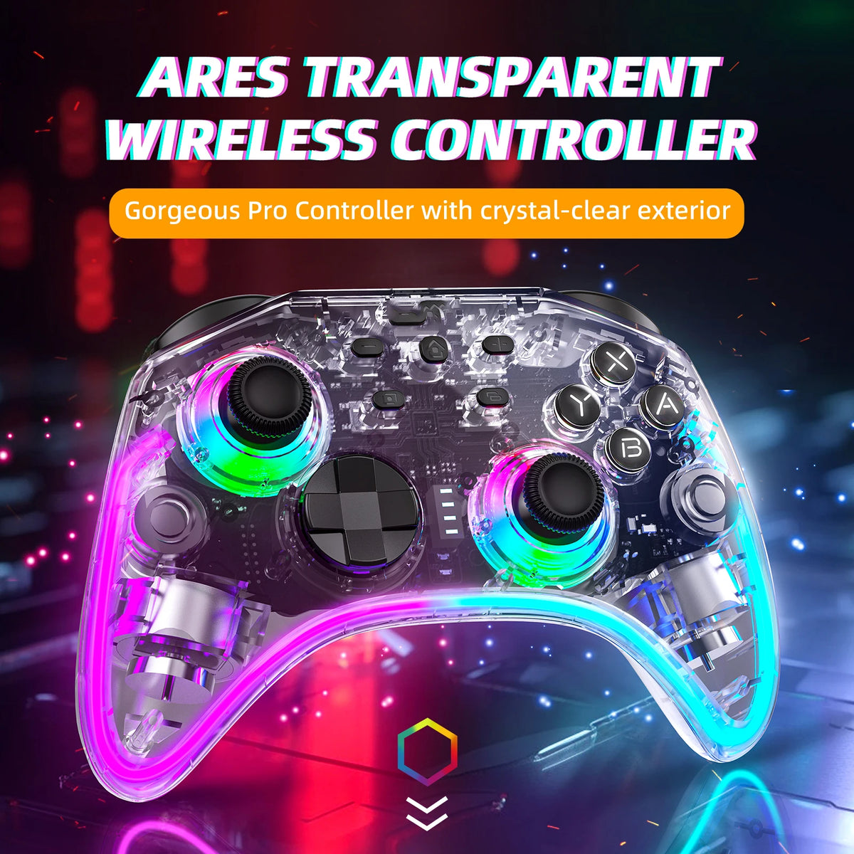 DATA FROG Portable Transparent Game Controller Wireless RGB LED Game Pad Multi Platform For Switch OLED PC Android IOS