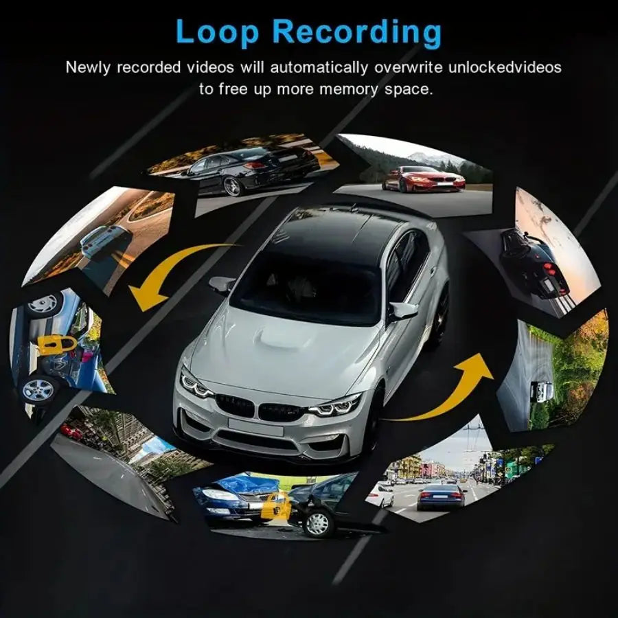 BCUOZ Dual-Lens Dashcam 1080P Front Camera And 720P Built-In Car Cameras Super Night Vision Loop Recording G-Sensor WDR 12-24V Car Plug Power Supply Optional 32GB Memory Card