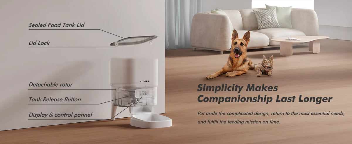 NITYERS 4.5L Smart Automatic Cat Feeder, Tuya App Remote Control Timed Pet Feeder for Cats & Dogs, 2.4G WiFi Dispenser with 10s Voice Recorder, Dual Power & Stainless Steel Bowl