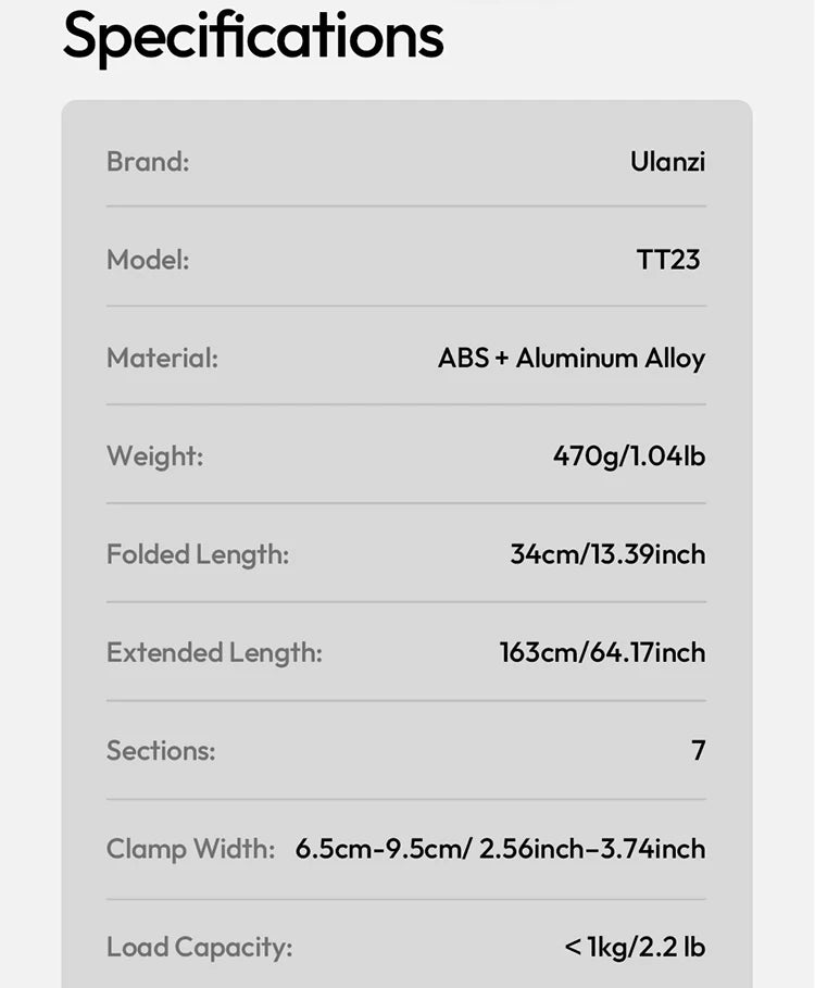 Ulanzi TT23 360° Auto-Tracking Selfie Stick Tripod Compact Foldable With Gesture Control Bluetooth Smart Face Tracking Tools