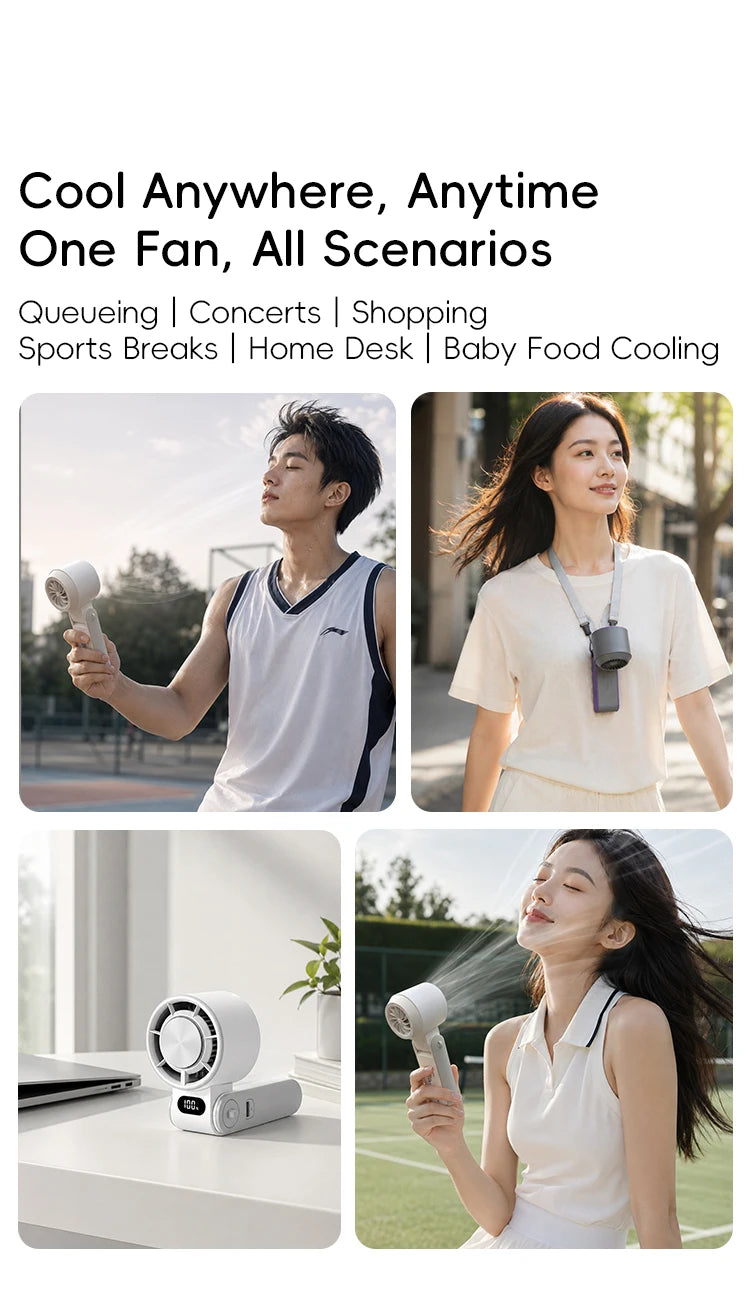 KINSCOTER Outdoor Foldable Portable Handheld Fan Mini Cooling Rechargeable 3600mAh 100-level Free Control High Speed Turbo Fan