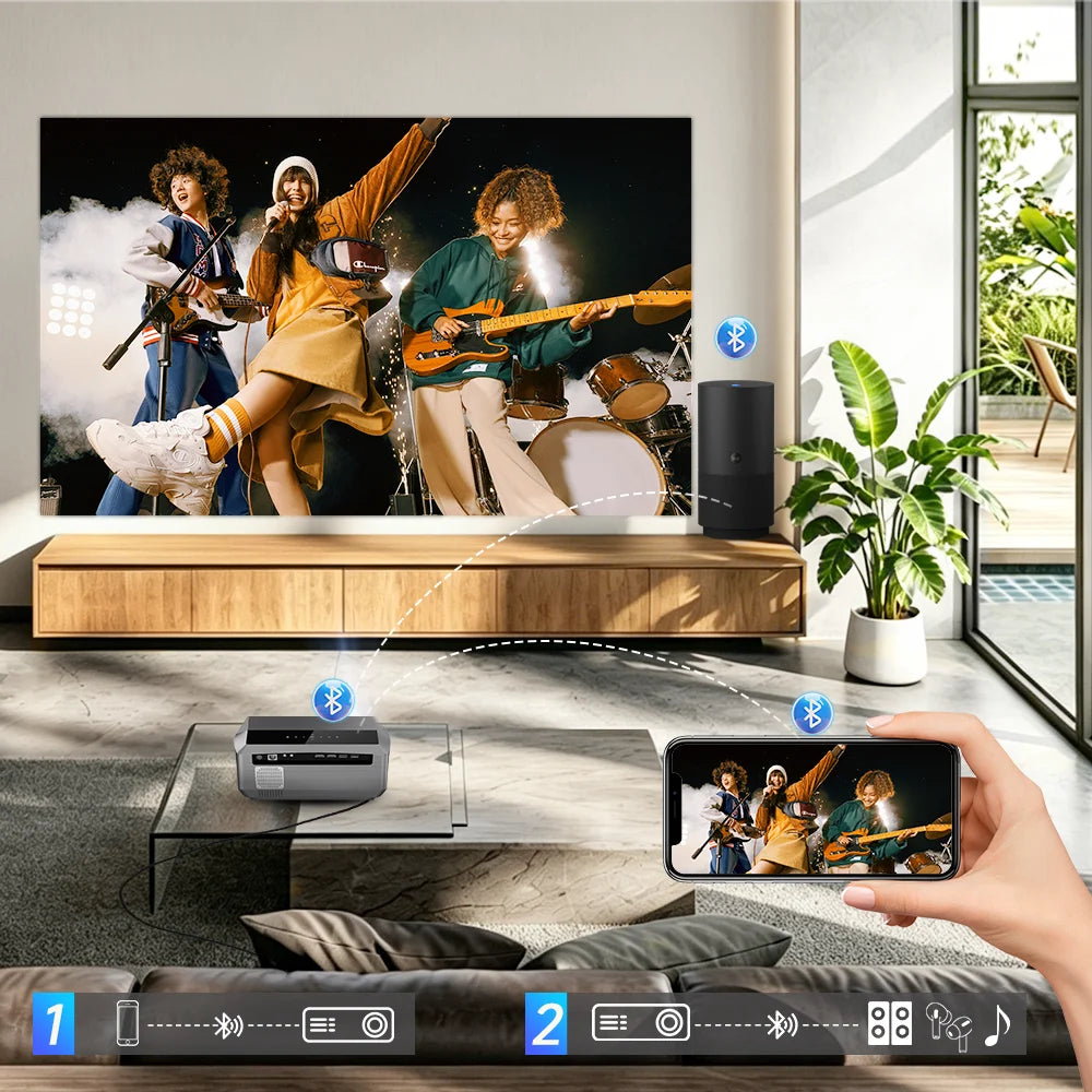 CAIWEI A10R Google TV 4K Projector 4000 ANSI Full HD 1080P Android 14 Home Theater for Movies Auto Focus Portable Projector Beam