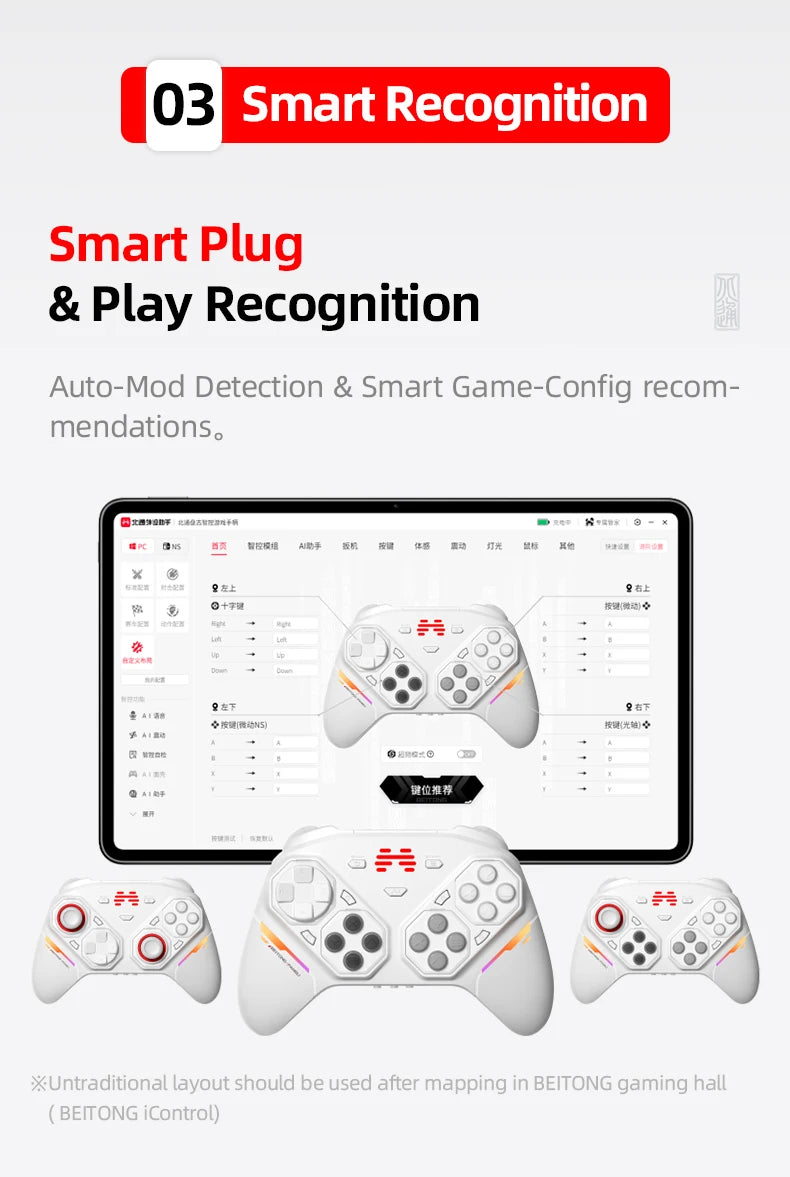 BEITONG PANGU Modular Wireless Controller, DIY Layout, Tool-Free Swap, TMR Joystick, for Switch/PC/Android/iOS